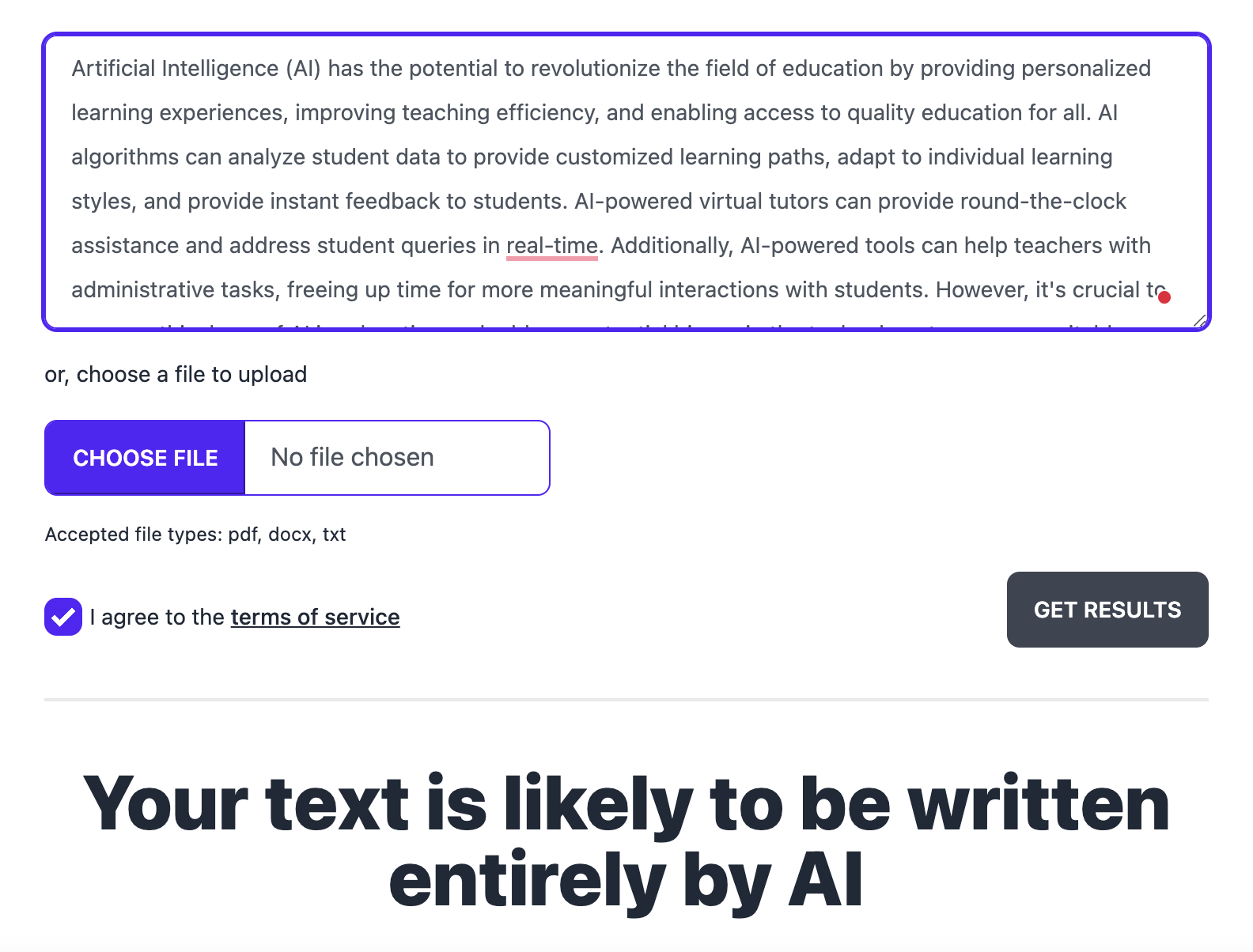 text likely to be written entirely by AI