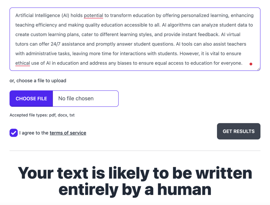 AI is likely to written entirely by human