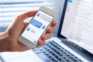 A chatbot running on a smartphone.