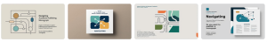 AI generated images showing abstract depictions of navigation. One of the images resembles a circuit board, another resembles a layout of an interconnected series of roads.