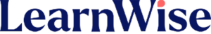 The LearnWise logo, which is LearnWise spelled out, with the L and the W in capitals. The lettering is blue, with a red dot for the I.